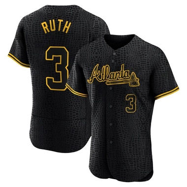 Black Babe Ruth Men's Atlanta Braves Snake Skin City Jersey - Authentic Big Tall