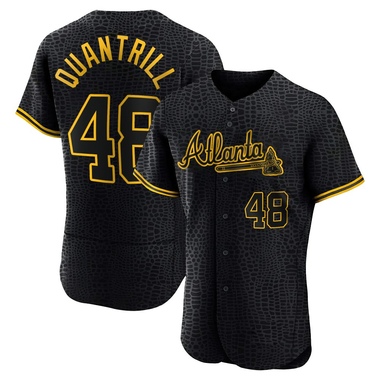 Black Cal Quantrill Men's Atlanta Braves Snake Skin City Jersey - Authentic Big Tall