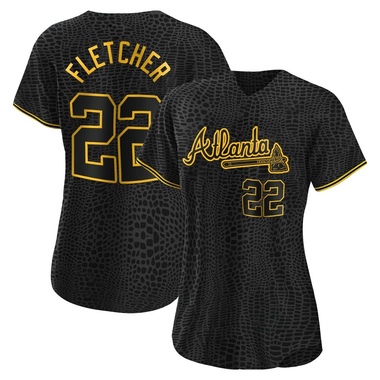 Black David Fletcher Women's Atlanta Braves Snake Skin City Jersey - Replica Plus Size