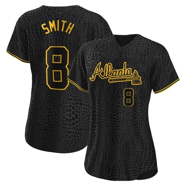 Black Dominic Smith Women's Atlanta Braves Snake Skin City Jersey - Authentic Plus Size