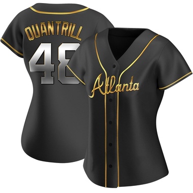 Black Golden Cal Quantrill Women's Atlanta Braves Alternate Jersey - Replica Plus Size