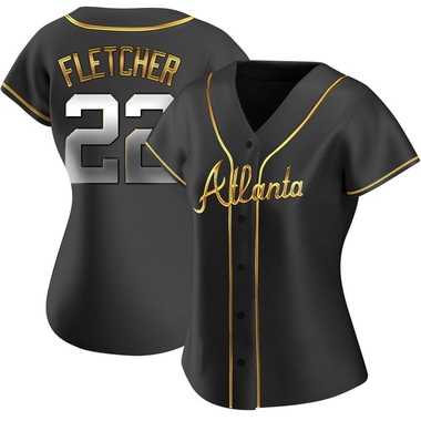 Black Golden David Fletcher Women's Atlanta Braves Alternate Jersey - Replica Plus Size