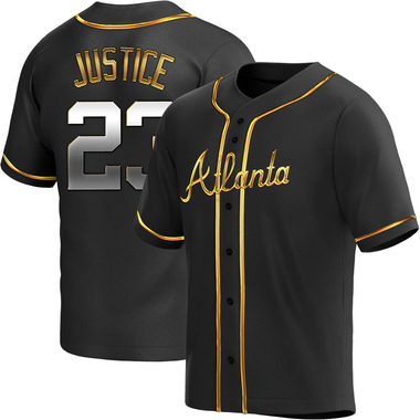Black Golden David Justice Men's Atlanta Braves Alternate Jersey - Replica Big Tall