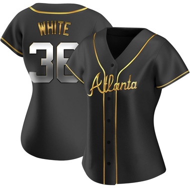 Black Golden Eli White Women's Atlanta Braves Alternate Jersey - Replica Plus Size