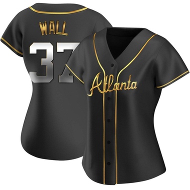 Black Golden Forrest Wall Women's Atlanta Braves Alternate Jersey - Replica Plus Size