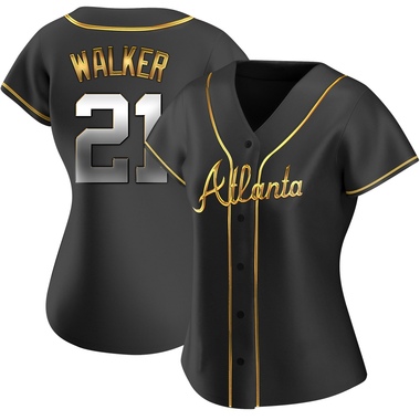 Black Golden Josh Walker Women's Atlanta Braves Alternate Jersey - Replica Plus Size