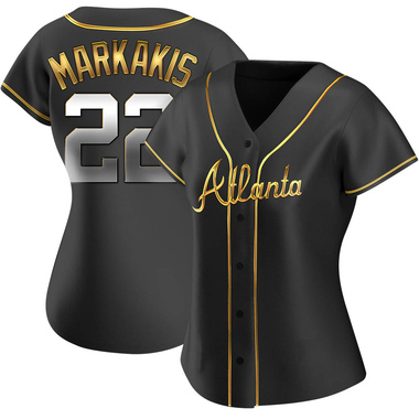 Black Golden Nick Markakis Women's Atlanta Braves Alternate Jersey - Replica Plus Size