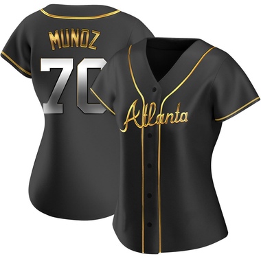 Black Golden Rolddy Munoz Women's Atlanta Braves Alternate Jersey - Replica Plus Size