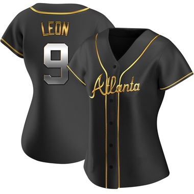 Black Golden Sandy Leon Women's Atlanta Braves Alternate Jersey - Replica Plus Size