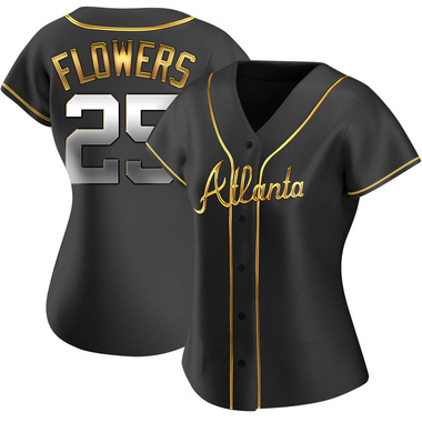 Black Golden Tyler Flowers Women's Atlanta Braves Alternate Jersey - Replica Plus Size