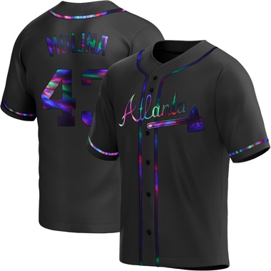 Black Holographic Anthony Molina Men's Atlanta Braves Alternate Jersey - Replica Big Tall