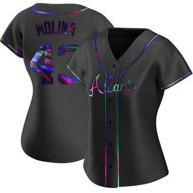 Black Holographic Anthony Molina Women's Atlanta Braves Alternate Jersey - Replica Plus Size