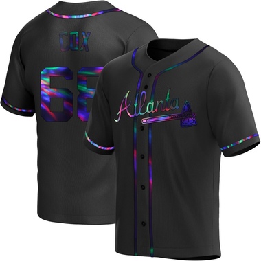 Black Holographic Austin Cox Men's Atlanta Braves Alternate Jersey - Replica Big Tall