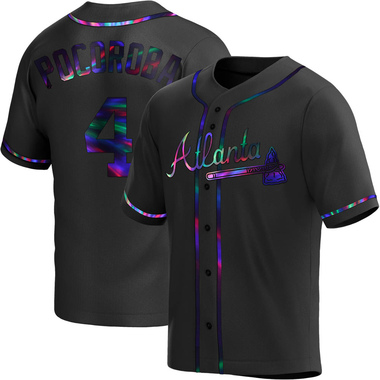 Black Holographic Biff Pocoroba Youth Atlanta Braves Alternate Jersey - Replica