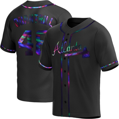 Black Holographic Cal Quantrill Men's Atlanta Braves Alternate Jersey - Replica Big Tall