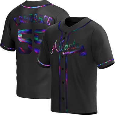 Black Holographic Carlos Carrasco Youth Atlanta Braves Alternate Jersey - Replica