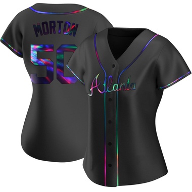 Black Holographic Charlie Morton Women's Atlanta Braves Alternate Jersey - Replica Plus Size