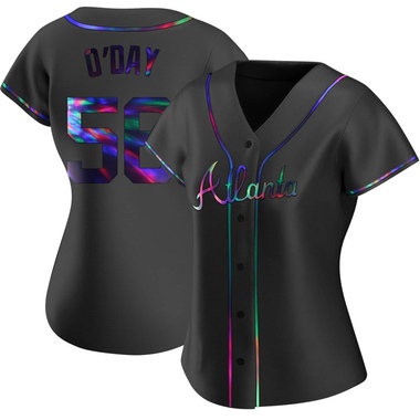 Black Holographic Darren O'Day Women's Atlanta Braves Alternate Jersey - Replica Plus Size