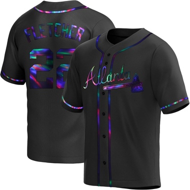 Black Holographic David Fletcher Youth Atlanta Braves Alternate Jersey - Replica