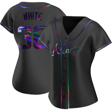 Black Holographic Eli White Women's Atlanta Braves Alternate Jersey - Replica Plus Size