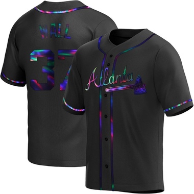 Black Holographic Forrest Wall Men's Atlanta Braves Alternate Jersey - Replica Big Tall