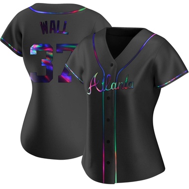 Black Holographic Forrest Wall Women's Atlanta Braves Alternate Jersey - Replica Plus Size