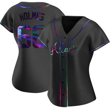 Black Holographic Grant Holmes Women's Atlanta Braves Alternate Jersey - Replica Plus Size
