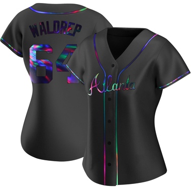 Black Holographic Hurston Waldrep Women's Atlanta Braves Alternate Jersey - Replica Plus Size