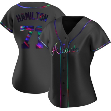 Black Holographic Ian Hamilton Women's Atlanta Braves Alternate Jersey - Replica Plus Size