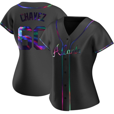 Black Holographic Jesse Chavez Women's Atlanta Braves Alternate Jersey - Replica Plus Size