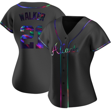 Black Holographic Josh Walker Women's Atlanta Braves Alternate Jersey - Replica Plus Size