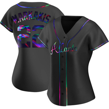 Black Holographic Nick Markakis Women's Atlanta Braves Alternate Jersey - Replica Plus Size