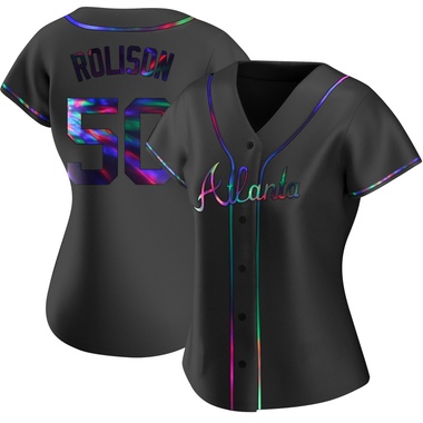 Black Holographic Ryan Rolison Women's Atlanta Braves Alternate Jersey - Replica Plus Size