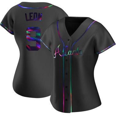Black Holographic Sandy Leon Women's Atlanta Braves Alternate Jersey - Replica Plus Size