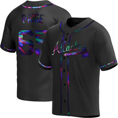 Black Holographic Satchel Paige Men's Atlanta Braves Alternate Jersey - Replica Big Tall