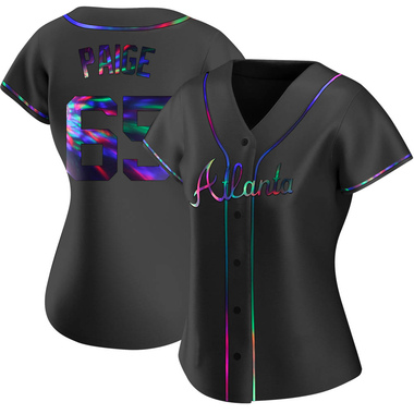 Black Holographic Satchel Paige Women's Atlanta Braves Alternate Jersey - Replica Plus Size