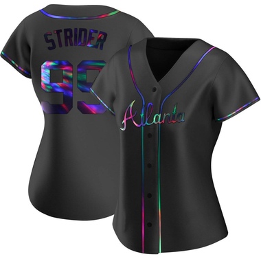 Black Holographic Spencer Strider Women's Atlanta Braves Alternate Jersey - Replica Plus Size