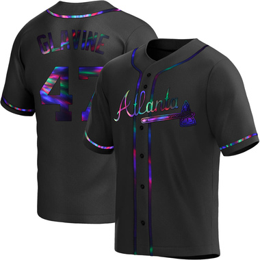 Black Holographic Tom Glavine Men's Atlanta Braves Alternate Jersey - Replica Big Tall