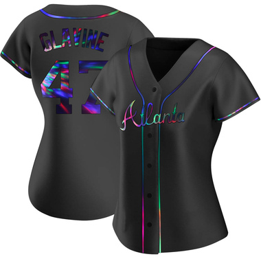 Black Holographic Tom Glavine Women's Atlanta Braves Alternate Jersey - Replica Plus Size