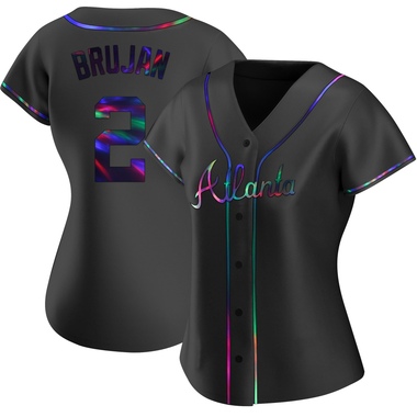 Black Holographic Vidal Brujan Women's Atlanta Braves Alternate Jersey - Replica Plus Size