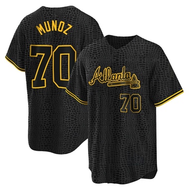 Black Rolddy Munoz Men's Atlanta Braves Snake Skin City Jersey - Replica Big Tall