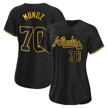 Black Rolddy Munoz Women's Atlanta Braves Snake Skin City Jersey - Replica Plus Size