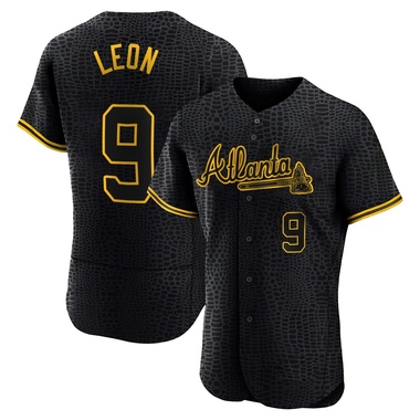 Black Sandy Leon Men's Atlanta Braves Snake Skin City Jersey - Authentic Big Tall