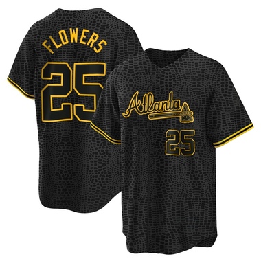Black Tyler Flowers Youth Atlanta Braves Snake Skin City Jersey - Replica