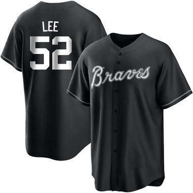 Black/White Dylan Lee Men's Atlanta Braves Jersey - Replica Big Tall