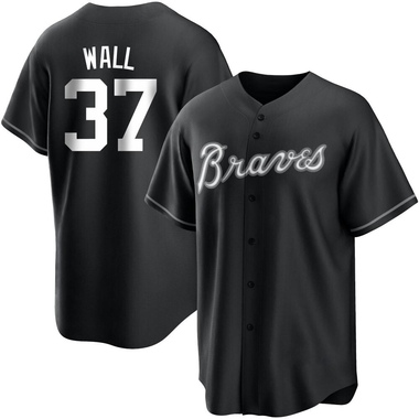 Black/White Forrest Wall Men's Atlanta Braves Jersey - Replica Big Tall