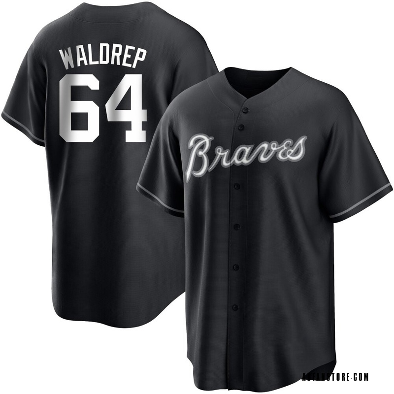 Black/White Hurston Waldrep Men's Atlanta Braves Jersey - Replica Big Tall
