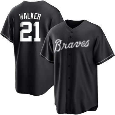 Black/White Josh Walker Men's Atlanta Braves Jersey - Replica Big Tall