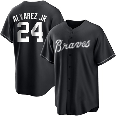 Black/White Nacho Alvarez Jr. Men's Atlanta Braves Jersey - Replica Big Tall