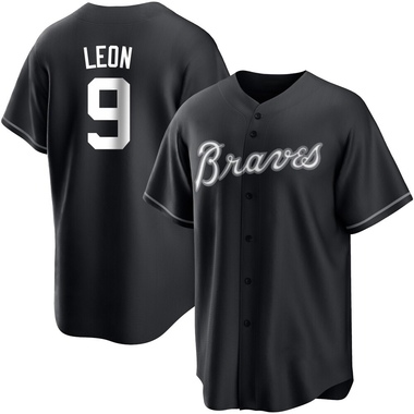 Black/White Sandy Leon Youth Atlanta Braves Jersey - Replica